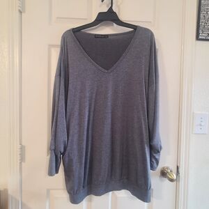 Zanzea Charcoal Gray V-Neck Tunic Top